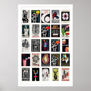Poster Arte de parede de rótulos de caixa de fósforos ret