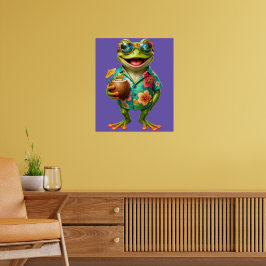 Poster Arte de Parede de Sapo Tropical Divertido | Hawa C