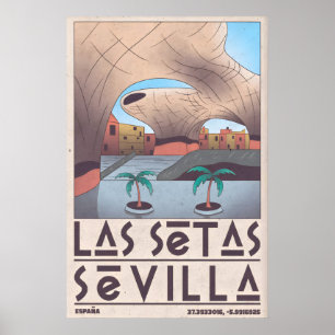 Poster Arte de Parede de Sevilha Arco de Arenito e Palmei