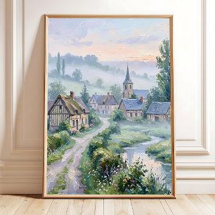 Poster Arte de Parede de Tela de Aldeia Impressionista