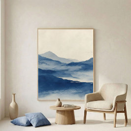 Poster Arte de Parede de Terreno Índigo Abstrato