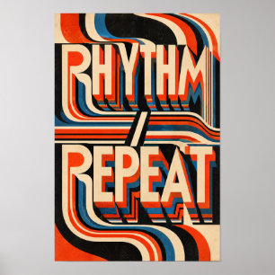 Poster Arte de Parede de Tipografia Geométrica Retro Ritm