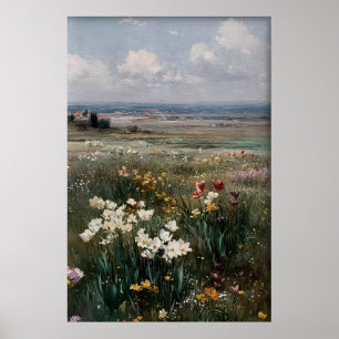 Poster Arte de Parede de Tulipas e Narcisos Imprimíveis,