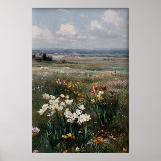 Poster Arte de Parede de Tulipas e Narcisos Imprimíveis, 