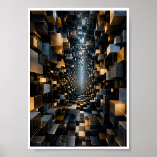 Poster Arte de Parede de Túnel de Cubo 3D Infinito