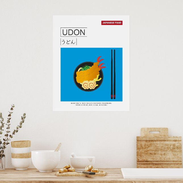 Poster Arte de Parede de Udon de Comidas Japonesas (Cozinha)