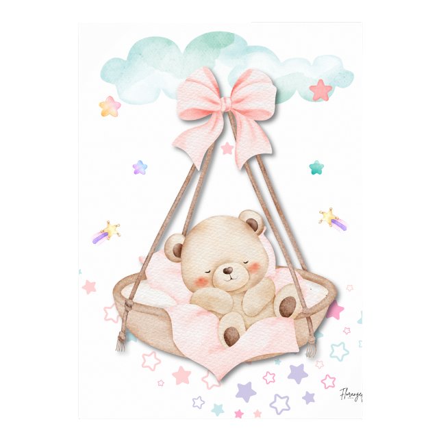 Poster Arte de Parede de Urso de Pelúcia Dormindo Imprimí (Printable Sleeping Teddy Bear Wall Art)