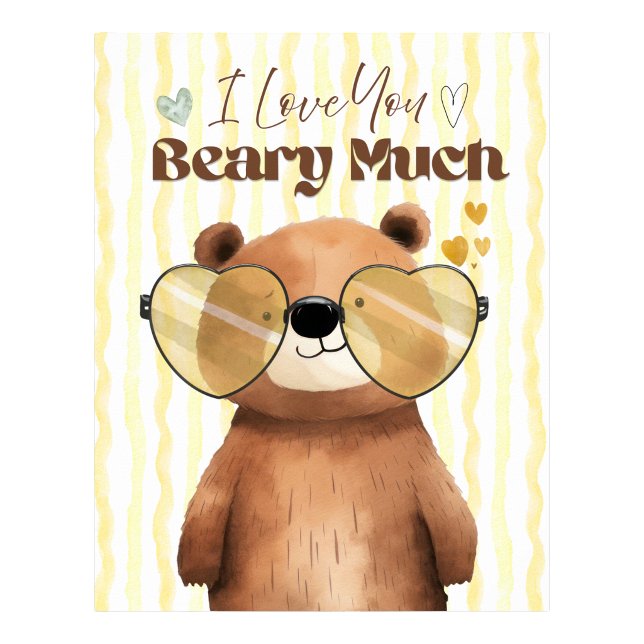 Poster Arte de parede de urso de pelúcia Eu amo você muit (Teddy bear wall art I love you beary much poster)