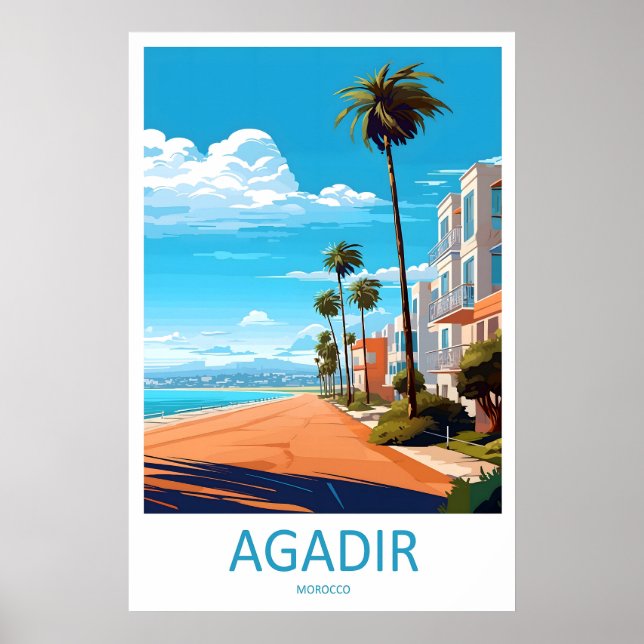 Poster Arte de Parede de Viagem Agadir Agadir Panejamento (Frente)