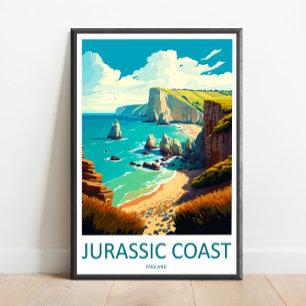 Poster Arte de Parede de Viagem da Costa Jurássica Impres