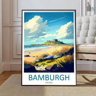 Poster Arte de Parede de Viagem do Castelo de Bamburgh Im