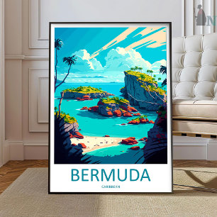 Poster Arte de Parede de Viagem para Bermudas Enfeite de