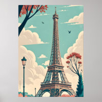 Arte de Parede de Viagem Vintage Torre Eiffel de P