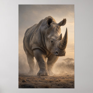 Poster Arte de Parede de Vida Selvagem de Rinoceronte Cam