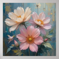 Arte De Parede Decorativa - Pintura De Óleo Floral