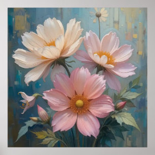 Poster Arte De Parede Decorativa - Pintura De Óleo Floral