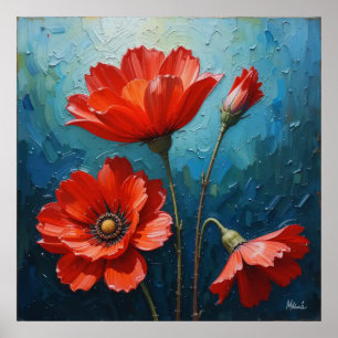 Poster Arte De Parede Decorativa - Pintura De Óleo Floral