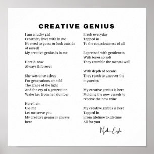 Poster Arte de Parede Decorativa Poema Inspirador Gênio C