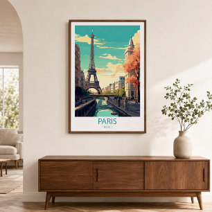 Poster Arte de Parede Destino Viagem Retro Paris França