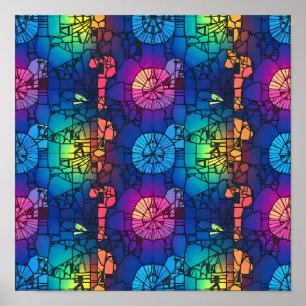 Poster Arte de Parede Dinâmica Luminosa Abstrata Impressã