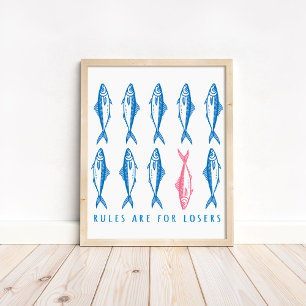 Poster Arte de Parede Divertida Boho Costeira "Regras São