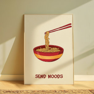 Poster Arte de Parede Divertida de Ramen “Mande Noods” Po