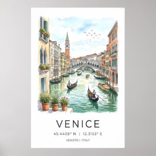 Poster Arte de Parede do Canal de Veneza - Gôndolas pela