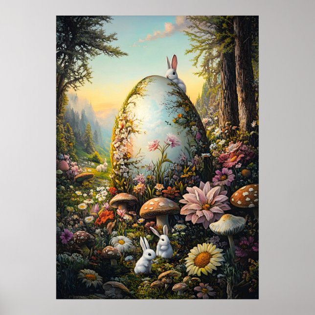 Poster Arte de Parede do Coelho da Floresta felz pascoa (Frente)
