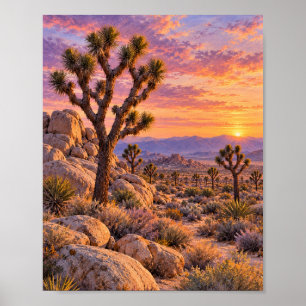 Poster Arte de Parede do Deserto de Joshua Tree ao Pôr do