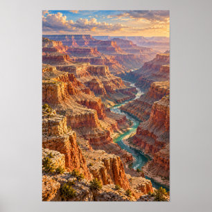 Poster Arte de Parede do Grand Canyon Rio Colorado Pôr do