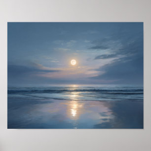 Poster Arte de Parede do Oceano da Lua Calma Paisagem N