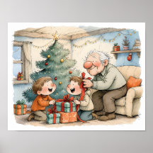 Arte de Parede do Papai Noel Avô Nostálgico para F
