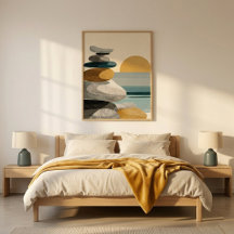 Arte de Parede do Pôr do Sol com Pilha de Pedras p