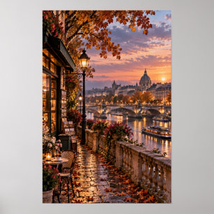 Poster Arte de Parede do Pôr do Sol da Cidade Europeia do