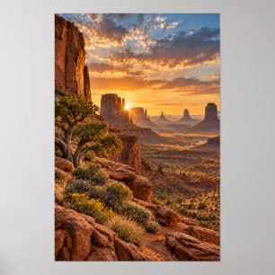 Poster Arte de Parede do Pôr do Sol dos Buttes do Deserto