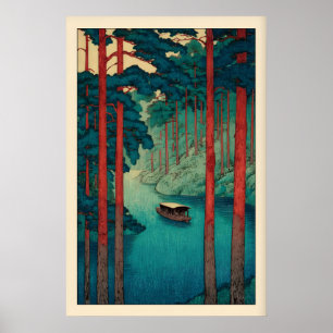 Poster Arte de Parede do Rio Tranquilo Estilo Hasui Kawas