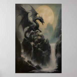 Poster Arte de Parede Dragão DND, Pintura a Óleo Fantasia
