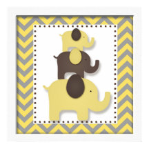 Arte de Parede Elefante Amarelo Chevron