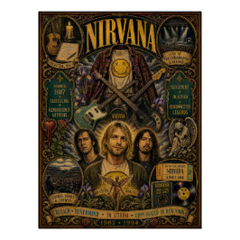 Pôster Arte de parede em estilo retrô de Nirvana Kurt Cob
