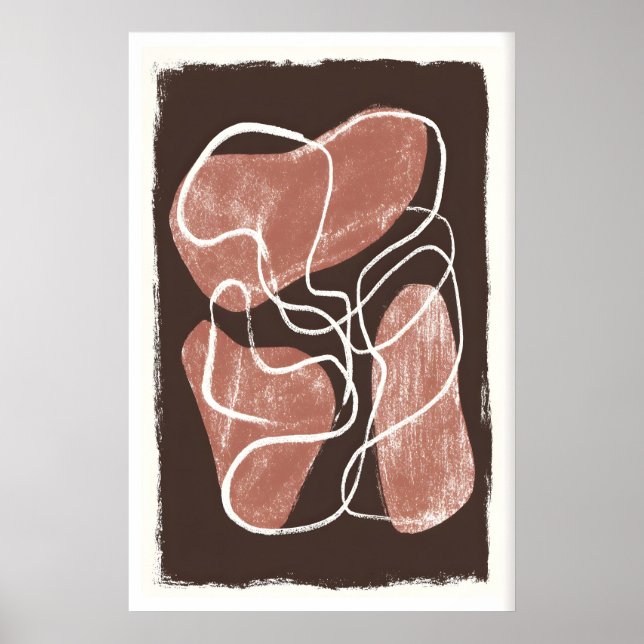 Poster Arte de Parede em Forma Orgânica, Abstrato em Tons (Frente)