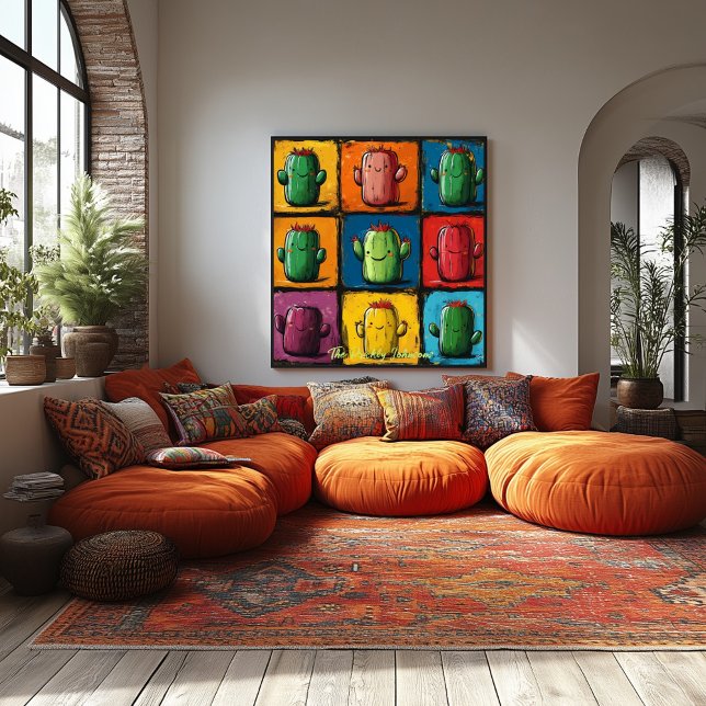 Poster Arte de Parede em Grid de Cacto Pop Art Personaliz (Criador carregado)