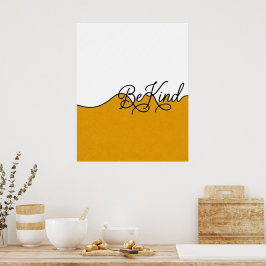 Poster Arte de Parede em Letra Cursiva Amarela Mostarda e