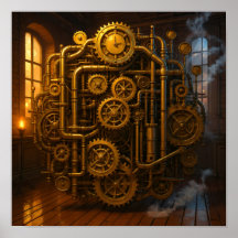 Arte de Parede em Tela Steampunk Sala de Controle 