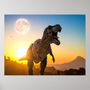 Poster Arte de Parede em Tela T-Rex – Decoração de Dinoss