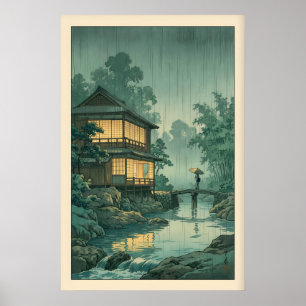 Poster Arte de Parede em Xilogravura Japonesa - Margem do