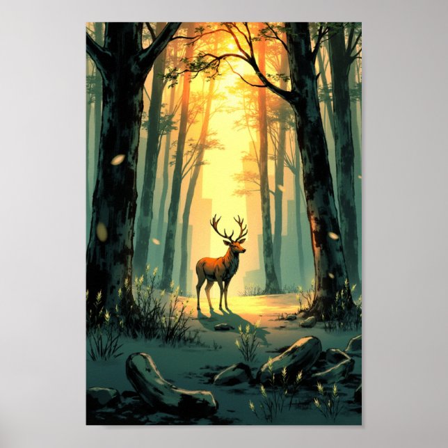 Poster Arte de Parede Espírito de Veado da Floresta Anime (Frente)