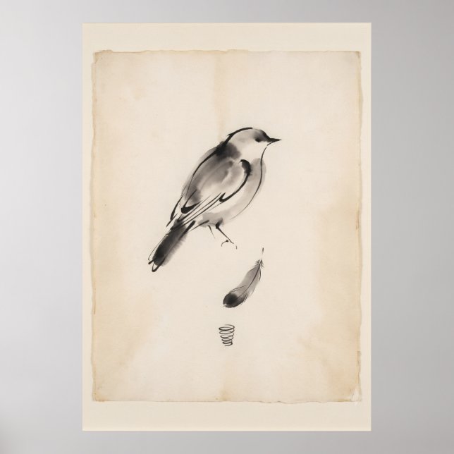 Poster Arte de Parede Espírito Pássaro Mensageiro Empluma (Frente)
