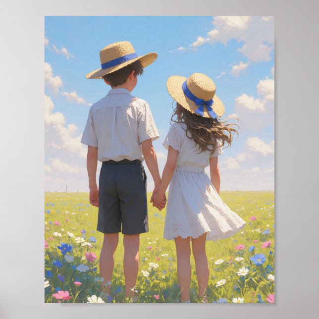 Poster Arte de Parede Estética de Verão | Menino & Menina (Frente)