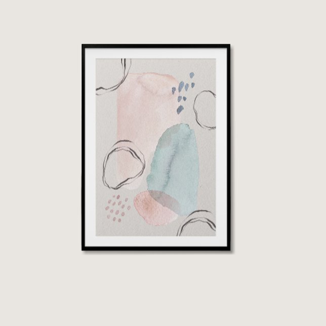 Poster Arte de Parede Estética do Abstrato de Aquaestolog (Modern Boho Watercolor Abstract Aesthetic Wall Art)