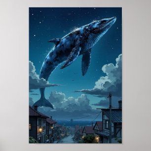 Poster Arte de Parede Fantasia Baleia do Céu Anime